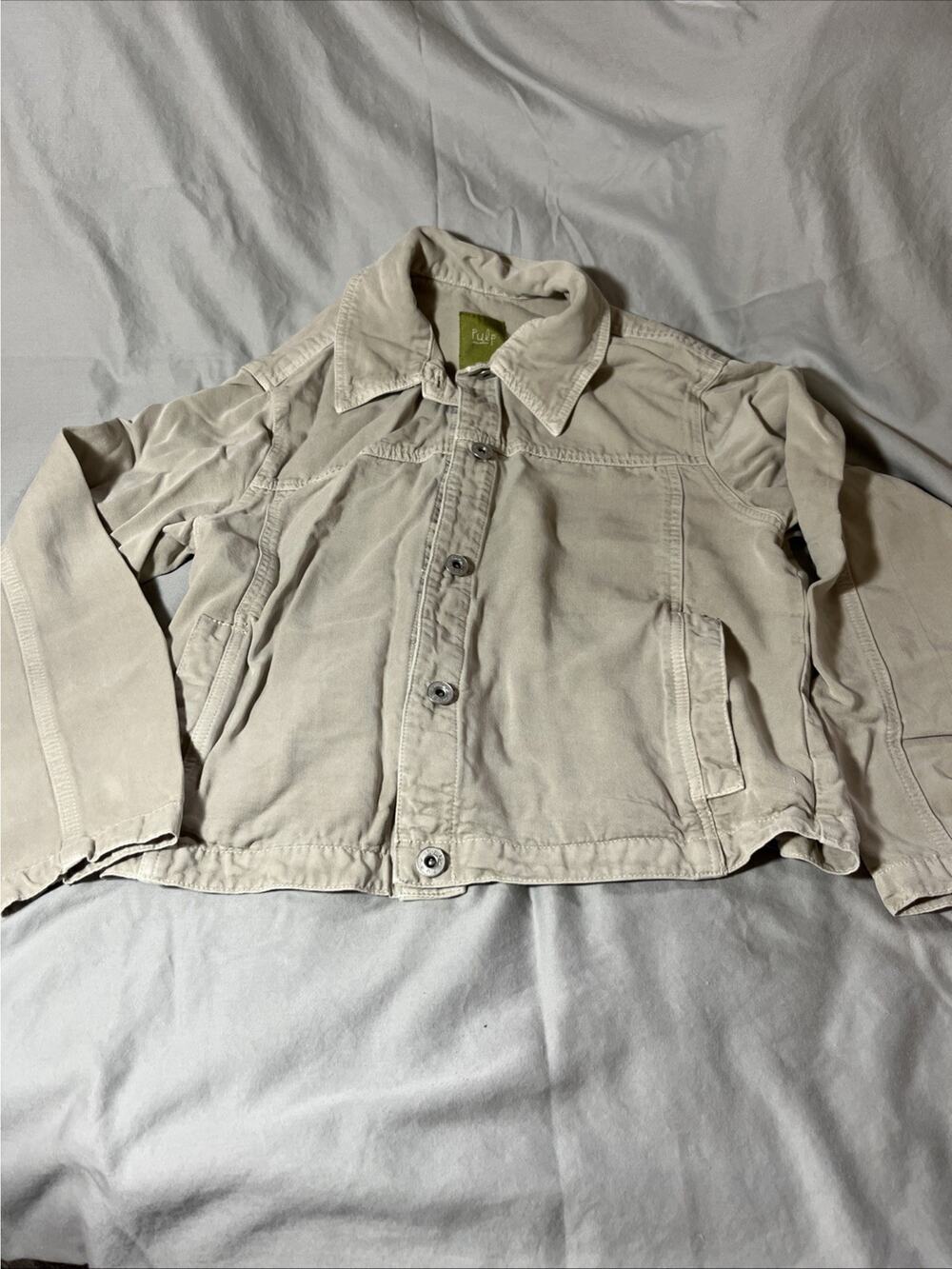 Pulp Boutique Beige Soft Denim Style Jacket Small